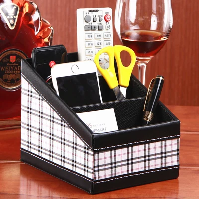 PU Leather Remote Control Cosmetics Storage Box Coffee Table Desktop | Дом и сад