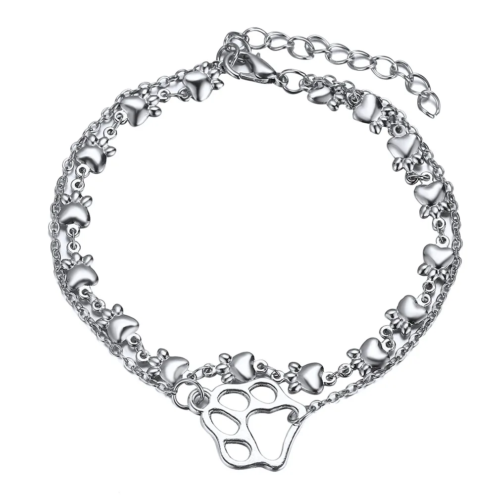 2 Pcs/Set of New Bohemian Anklet Creative Retro Hollow Animal Footprints Multi-layer Set | Украшения и аксессуары