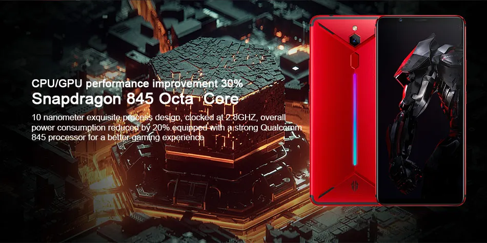 Мобильный телефон zte nubia Red Magic Mars, 6,0 дюймов, 6 ГБ ОЗУ, 64 Гб ПЗУ, Восьмиядерный процессор Snapdragon 845, фронтальная камера 16,0 Мп, задняя камера 8 Мп, игровой телефон