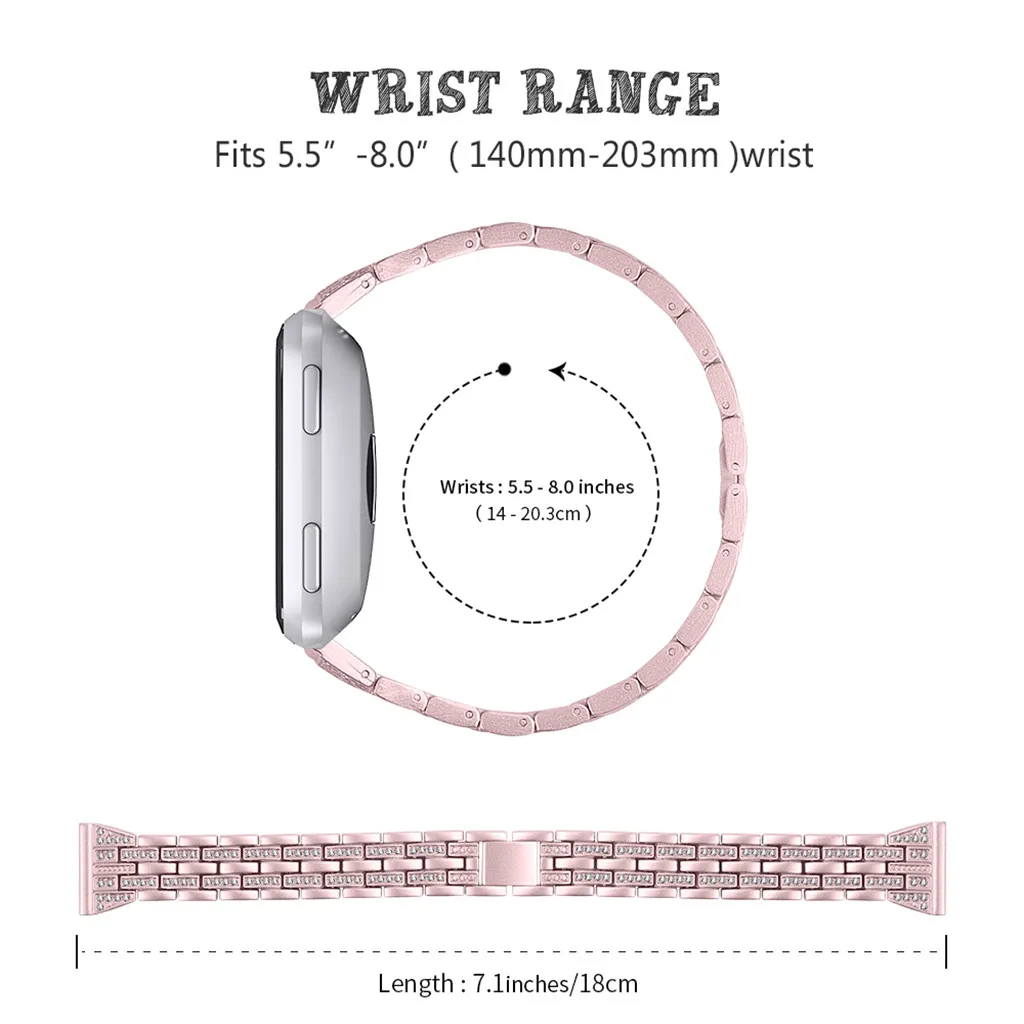 Smartwatch Smartband ремешок Мода замена кристалл металлический ремешок для часов Ремешок Для Fitbit Versa Смарт часы ремни браслет