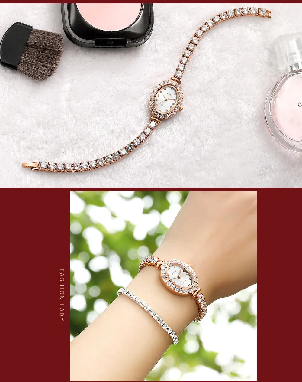 MEGIR Reloj Mujer женские часы-ЛЮКС Роза со стразами женские Дамские Часы Montre Femme люкс Damen Uhren Прямая поставка