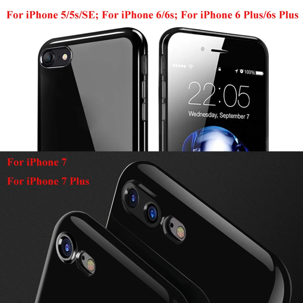 Чехол для iPhone 7 Jet Black Ударопрочный Мягкий глянцевый ТПУ силиконовый гелиевый