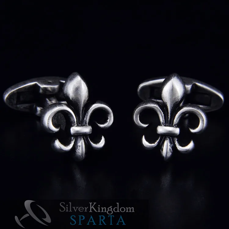 SPARTA Antic Silver Plated 3D French Royal Emblem cufflinks men's Cuff Links + Free Shipping !!! metal buttons | Украшения и