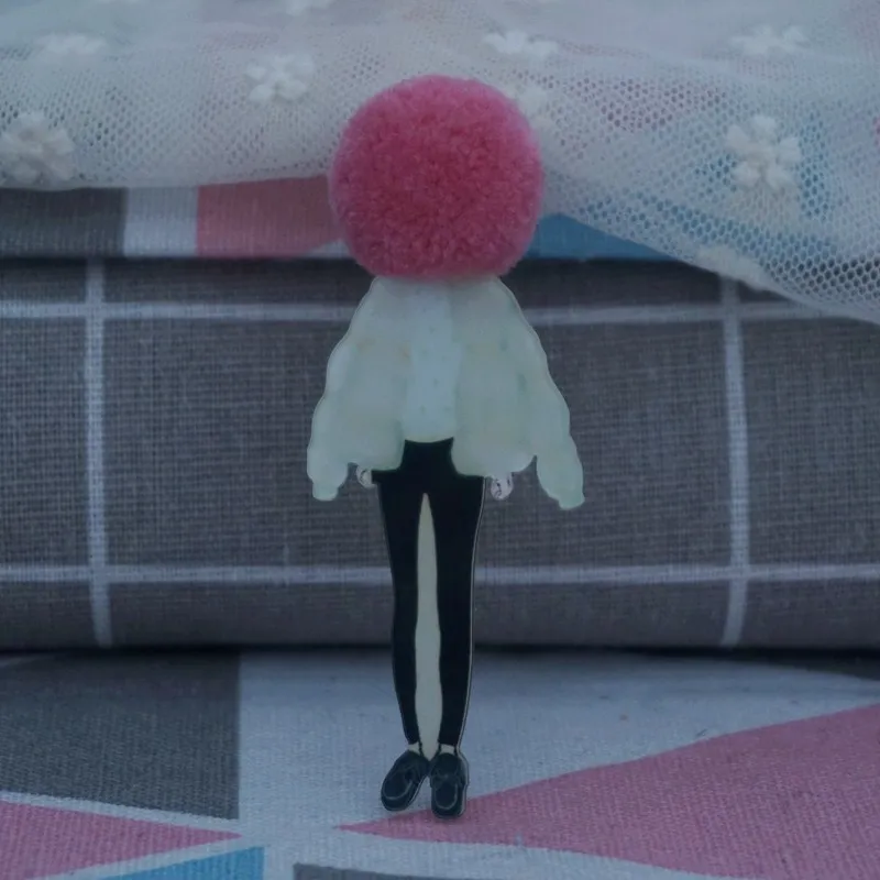 Женская модная брошь Милые нашивки на рюкзаке kawaii Акриловые броши булавка с шерстяным шариком шерстяная шляпа Женская булавка значок Broĉo