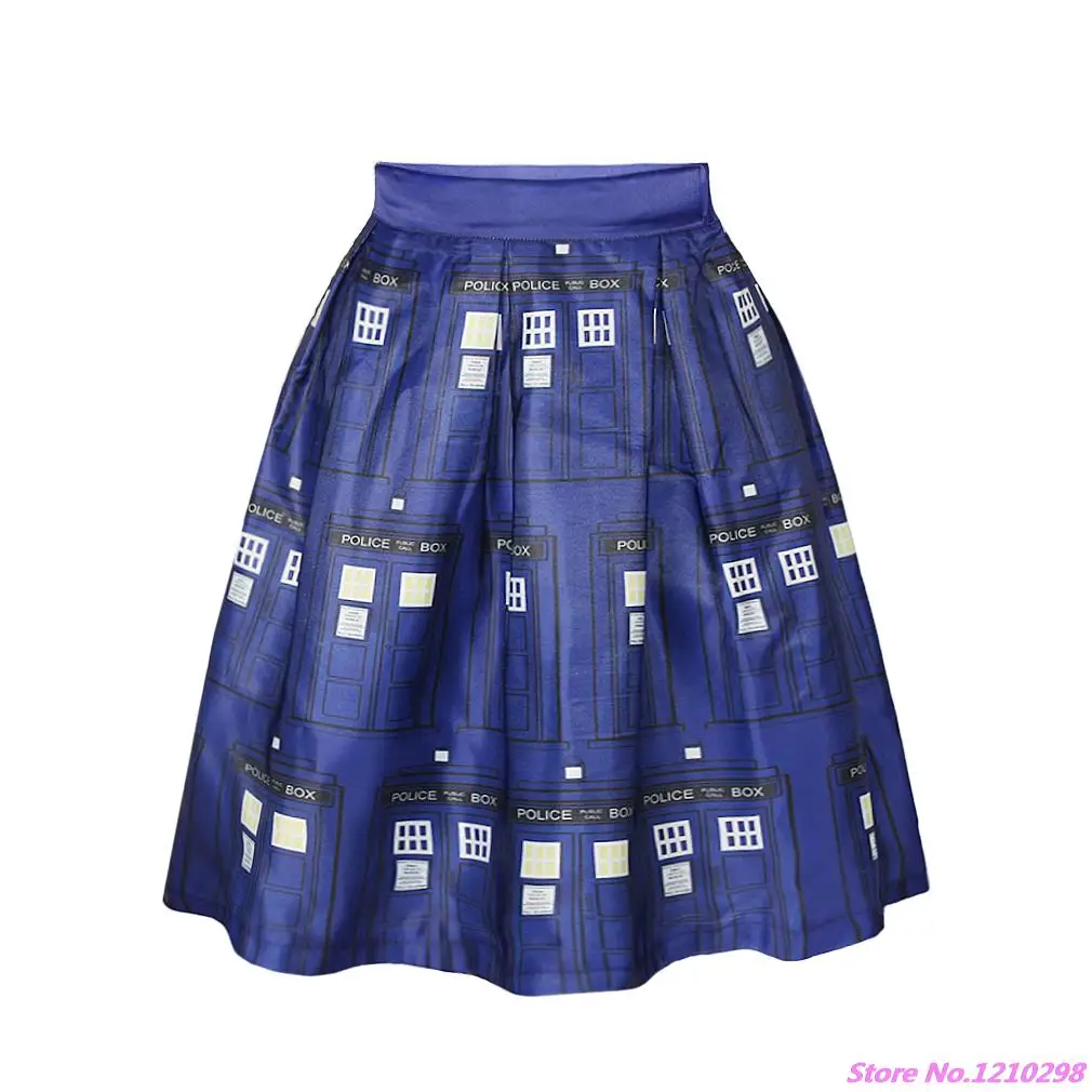 Темно Синий Полицейский ящик женские юбки цифровая печать ТАРДИС юбка женская до