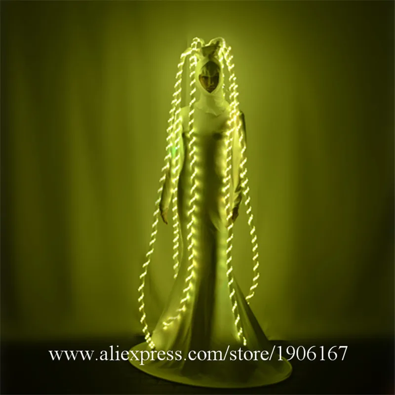 Красочные светодиодные светящиеся длинные волосы мигающие растущие парики для