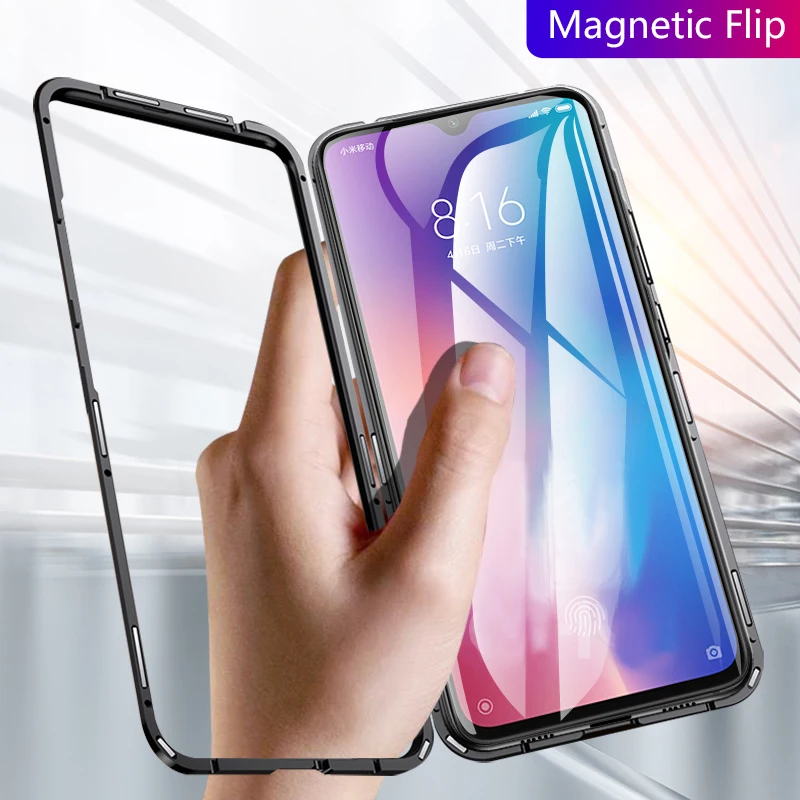 Магнитный чехол KEYSION для Xiaomi mi 9 8 SE A2 прозрачное закаленное стекло+ металлическая жесткая задняя крышка для Red mi Note 7 Pro 6 5 Pro F1