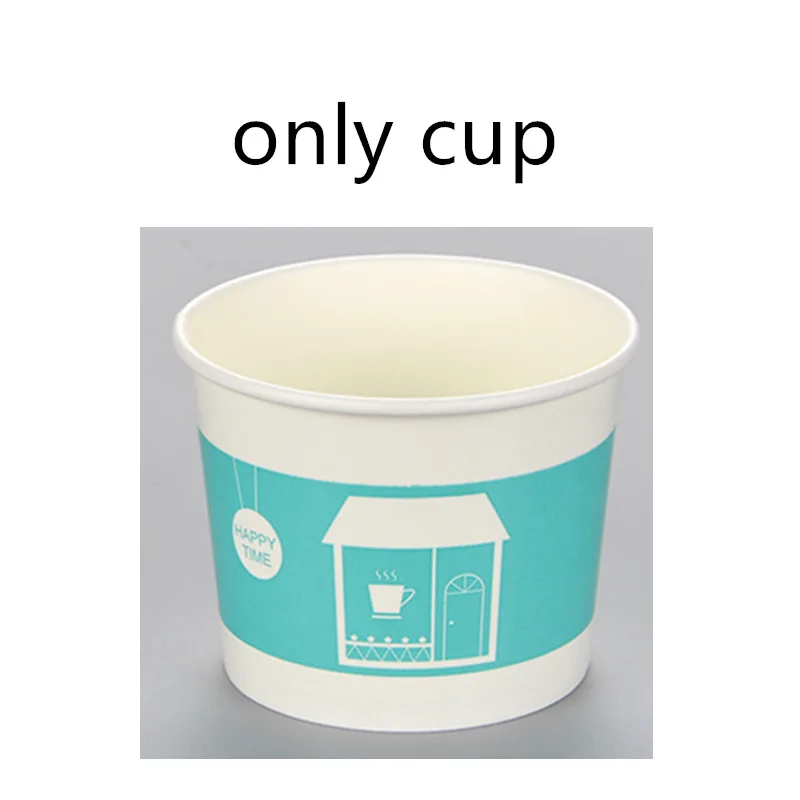 blue cup 50 шт творческие одноразовые супные тарелки быстрого приготовления хлеба бумажная чаша 260 мл 390 520 увлажнитель для автомобиля в форме мороженого Желейный десерт упаковка кружки с крышками - Цвет: blue cup