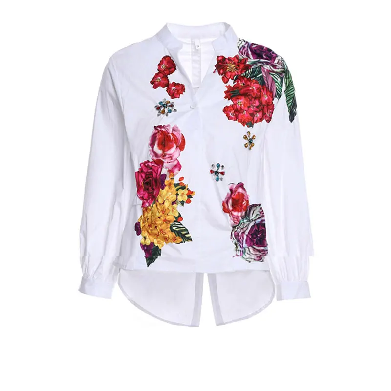 Spring Summer New 2 Pieces Sets Women Shirt Trousers Fashion Casual Floral Embroidery Tops Sashes Sequins Holes Jeans Set SS315 | Женская