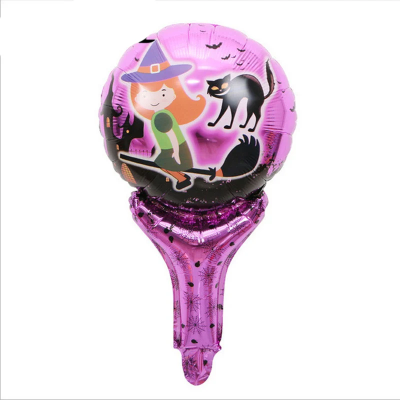 50pcs Halloween Decorations Hand Foil Balloons Pumpkin Stick Ballons Happy Halloween Birthday Party Supplies Mylar Globos Toys
