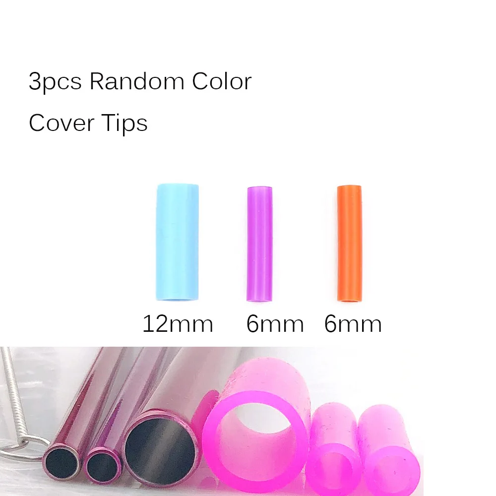 5pcs Reusable 304 Stainless Steel Rainbow Straw Metal Smoothies Drinking Straight Straws Silicone Cover with Brush Bag Wholesale