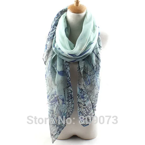 Женские шифоновые шарфы в этническом стиле из хлопковой пряжи вуаль лилия
