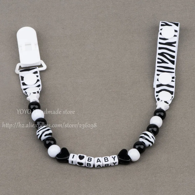 

MIYOCAR custom -Any name Hand made lovely black and red beads dummy clip dummy holder pacifier clips soother chain
