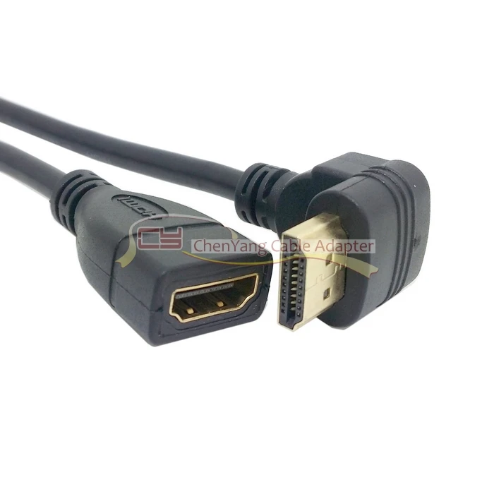 

10pcs/Up Angled 90 Degree Connector HDMI 1.4 with Ethernet & 3D Type A male to A female Extension Cable 0.5m