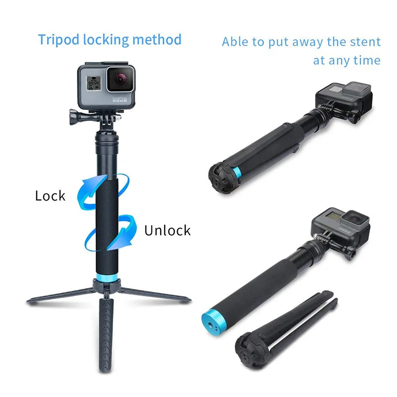 Алюминиевый штатив монопод шест палка для селфи для GoPro Выдвижная монопод переносной столб для спортивной экшн-камеры Go Pro Hero 8/7/6/5 SJCAM EKEN SONY спортивной экшн-камеры Xiaomi Yi