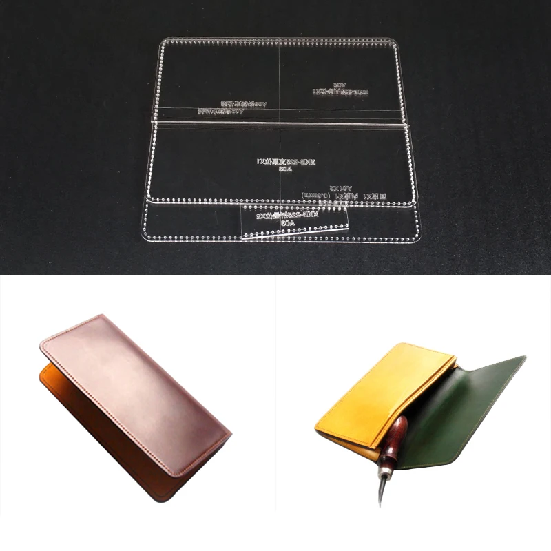 

Acrylic Leather Template For DIY Handmade Leathercraft Sewing Pattern Tools Accessory long wallet Sewing stencils 9.5*21.5*1.5cm