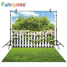 Профессиональный фон Funnytree для фотостудии, профессиональный фон с изображением весенней природы, цветов, забора, дерева, травы