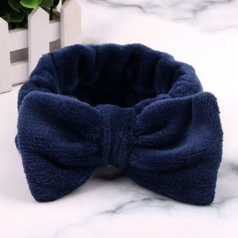 blue hairband Лидер продаж, женские повязки на голову omg, повязка для макияжа, эластичная бархатная повязка на голову с бантом, коралловый флис, модные аксессуары для волос для девушек - Цвет: blue hairband