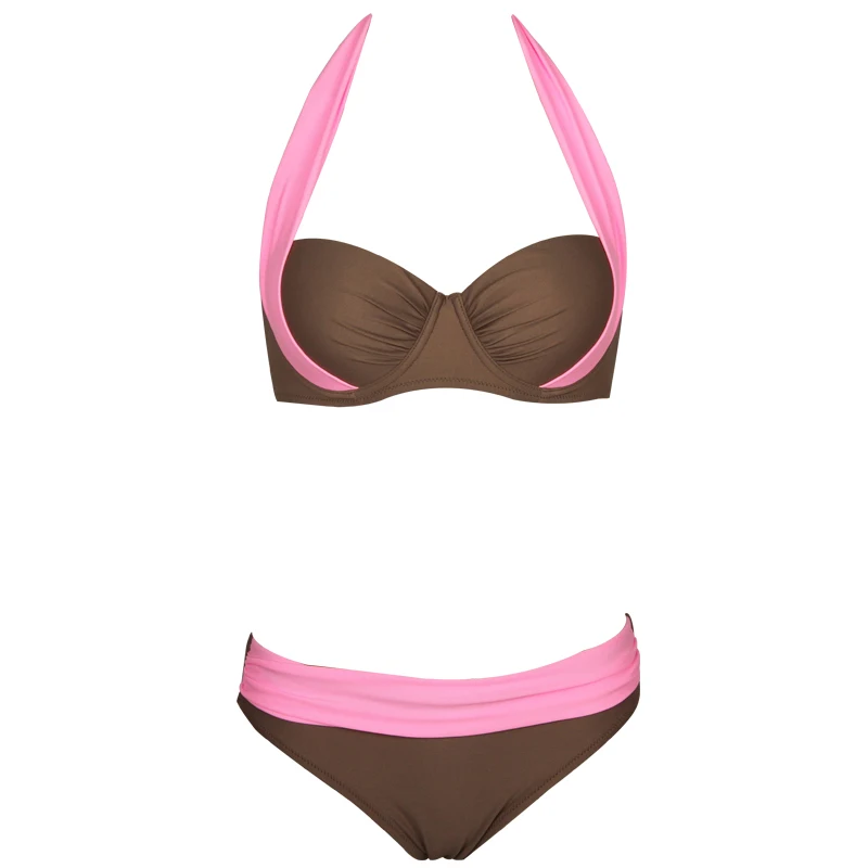 Женский купальник с высокой талией сексуальный бикини пуш ап топом на бретельках