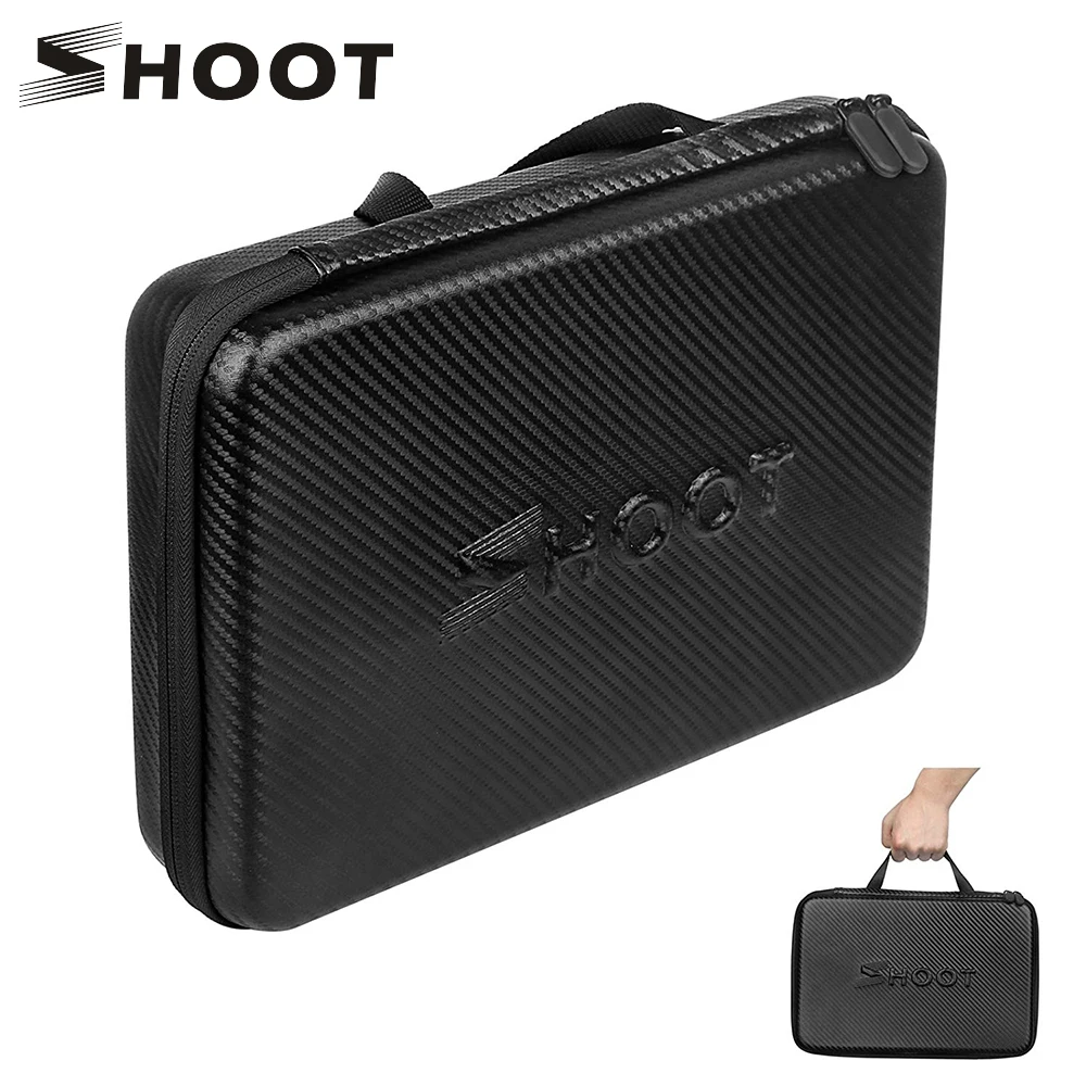 

SHOOT Large Portable PU Waterproof Carrying Case for GoPro Hero 9 10 8 7 SJCAM Xiaomi Yi 4k Eken h9r Camera Box Go Pro Accessory