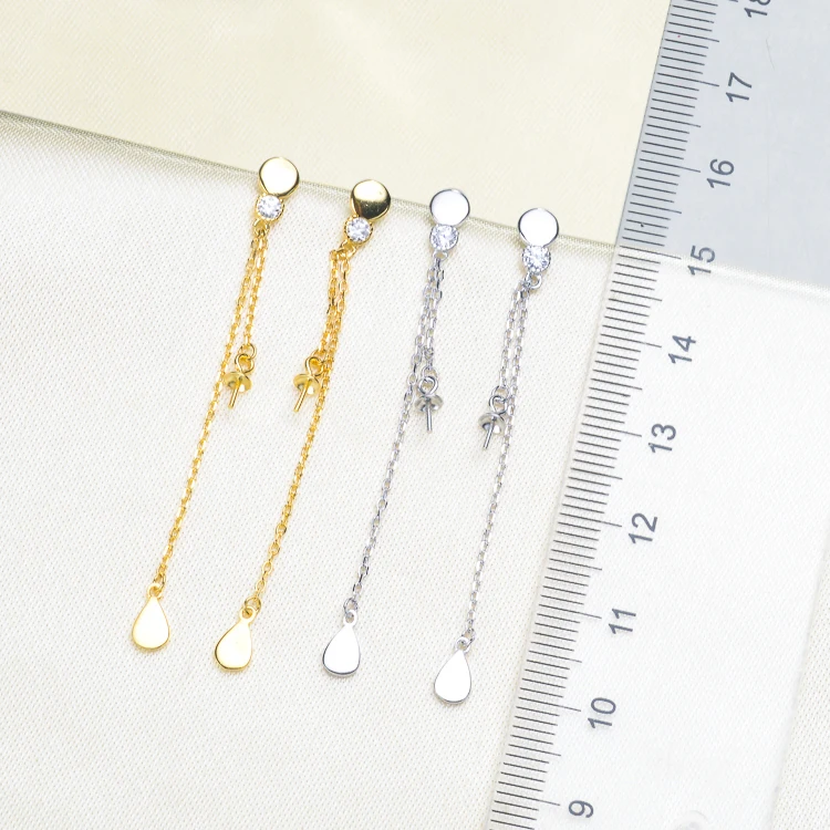 Simiple With Tassel Design Pearl Earrings Settings S925 Sterling Silver Drop Components Silver&ampGold Color 3Pairs | Украшения и
