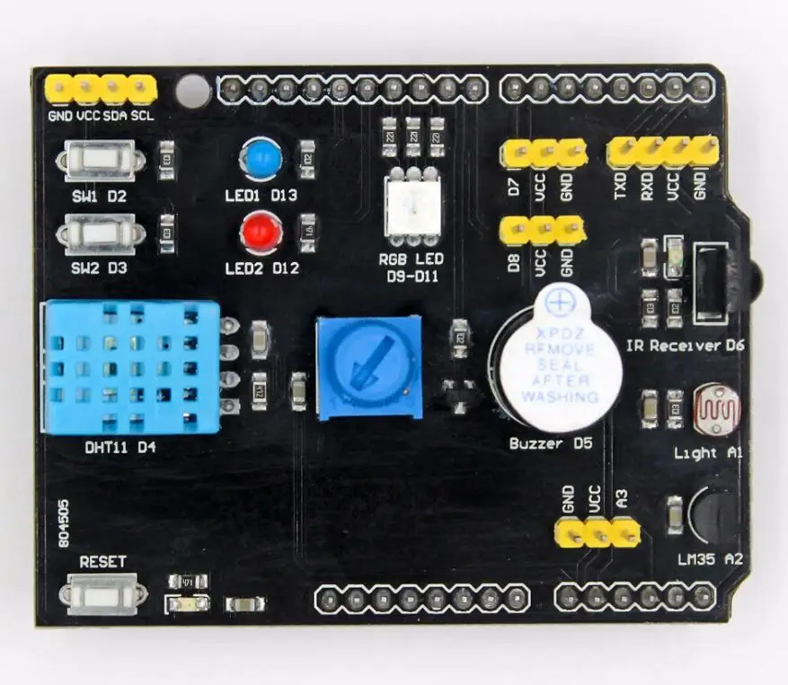DHT11 LM35 датчик температуры и влажности Плата расширения адаптер для Arduino UNO R3 RGB LED