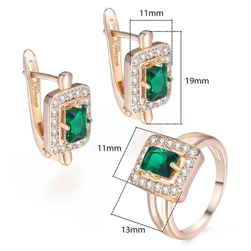 Комплект женских колец из розового золота 585 пробы с фианитом|cubic zirconia jewelry set|jewelry