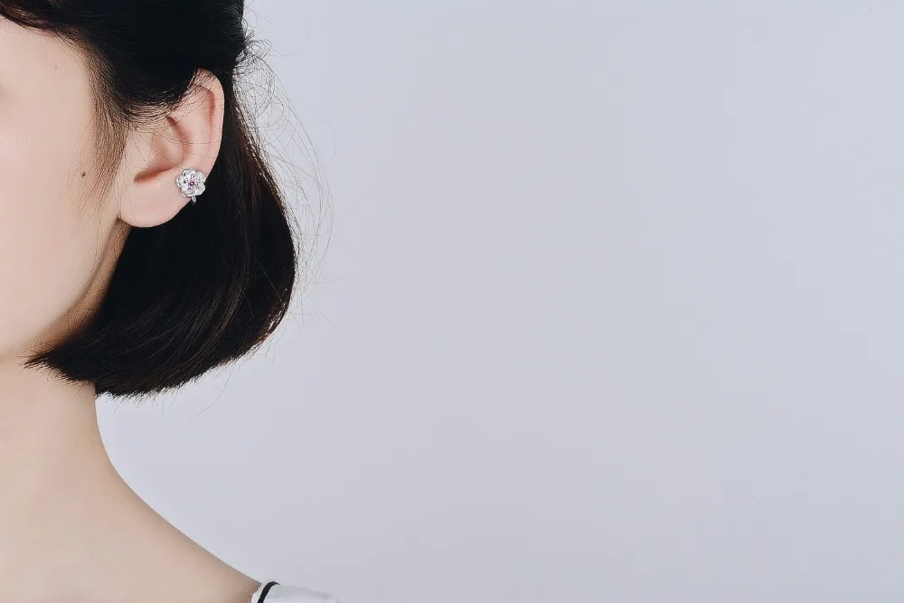 100% 925 серебро Цвет поэтическая Вишня цветет цветы серьги гвоздики для женщин