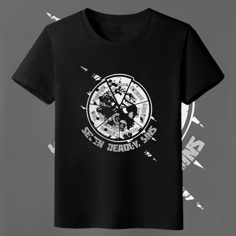 

Seven Deadly Sins Unisex Anime T-Shirt Summer Milk Silk T Shirt Fashion Casual Short Sleeve TEE Tops Nice Patterns Color Black