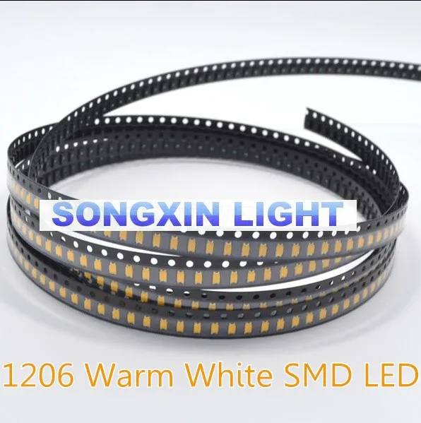 3000 шт светодиодный SMD 1206 теплый белый s в диоде супер яркие smtLight диоды прозрачный