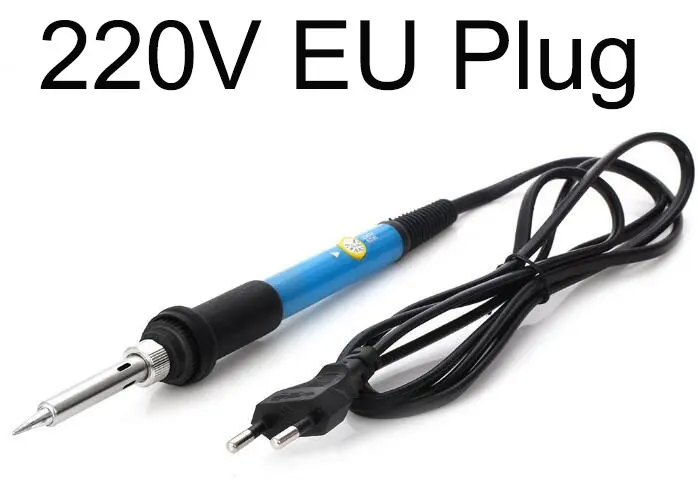 220V EU Plug 1 шт. Eruntop, Электрический паяльник с регулируемой температурой, тепловой карандаш, 12 шт., ПАЯЛЬНЫЕ НАКОНЕЧНИКИ, 100 г, паяльная проволока - Цвет: 220V EU Plug