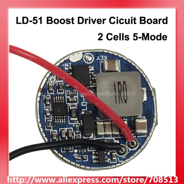 

LD-51 28mm 1.5A 2 Cells 5-Mode Boost Driver Circuit Board for Cree XHP35 (1 pc)