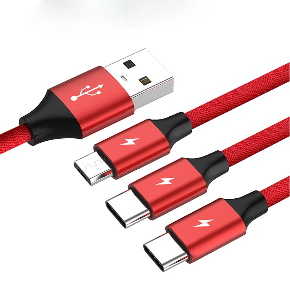 10 шт. 3 в 1 USB кабель для мобильного телефона Micro Type C зарядного устройства iPh быстрой