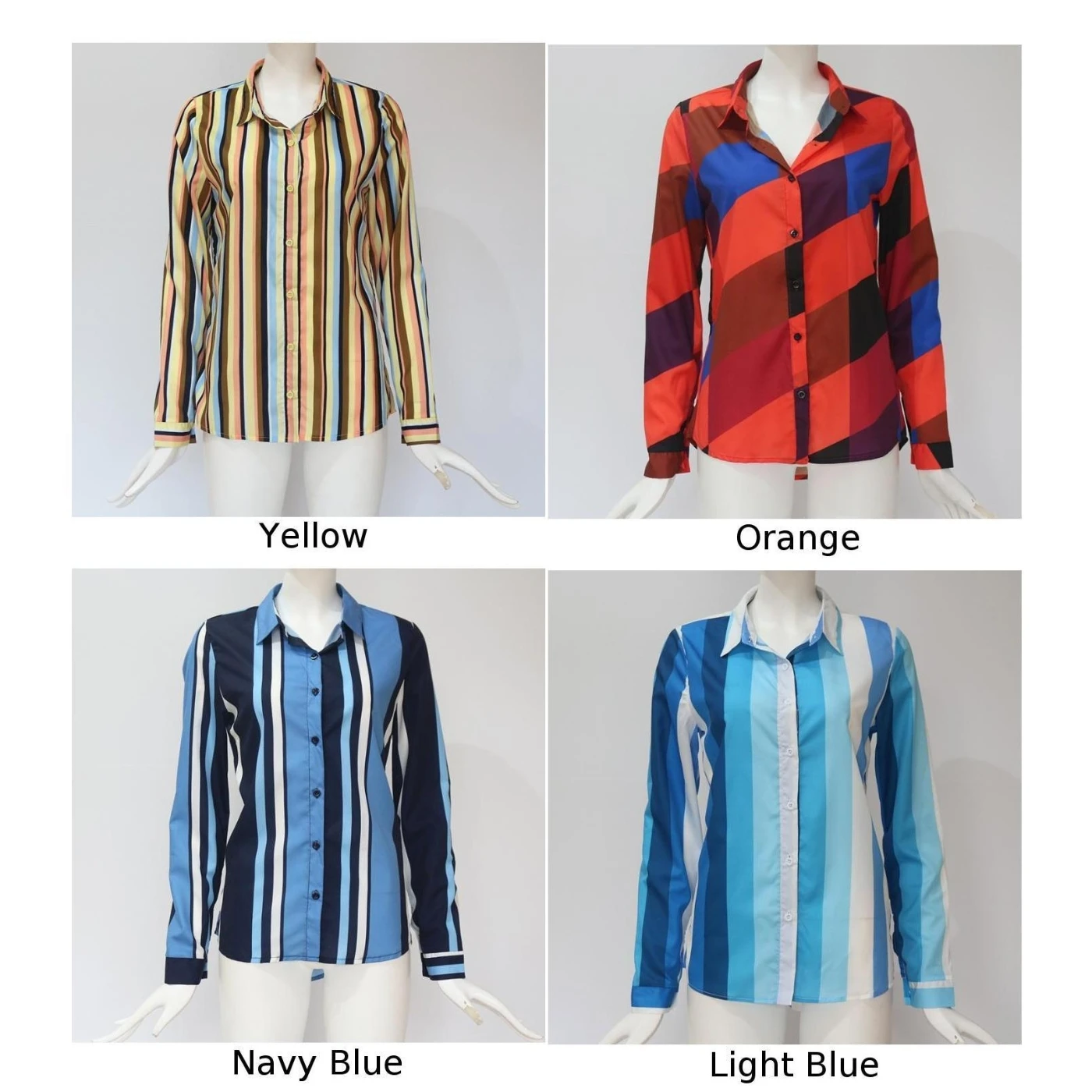 2019 Новая женская модная рубашка с лацканами Повседневная в полоску длинным