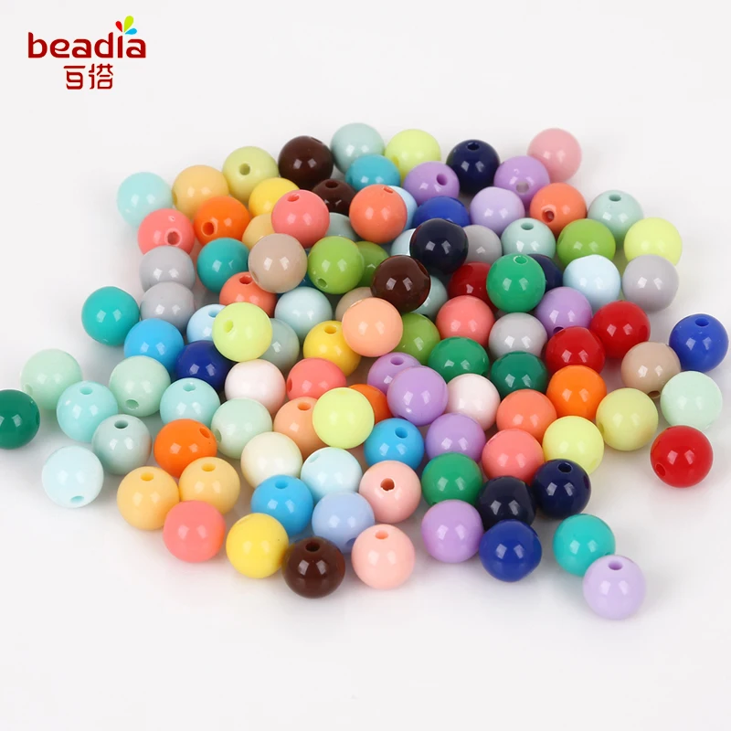 300 шт./лот разноцветные блестящие пластиковые 8 мм акриловые круглые бусины с