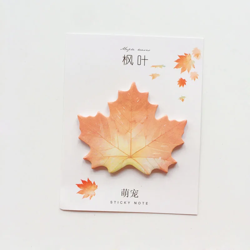 maple leaf 1 шт. 30 PagesNatural растительные листья в форме серии блокноты для записей зеленый маркер для растений бумага для заметок на клейкой основе школьные офисные канцелярские принадлежности - Цвет: maple leaf