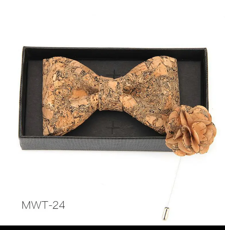 Bowtie Set Новинка мужской мальчик Пробка Деревянный Банкетный броши на булавке галстук-бабочка набор ручной работы Свадебная вечеринка деревянный галстук бабочка костюм галстук бабочка галстук - Цвет: Bowtie Set