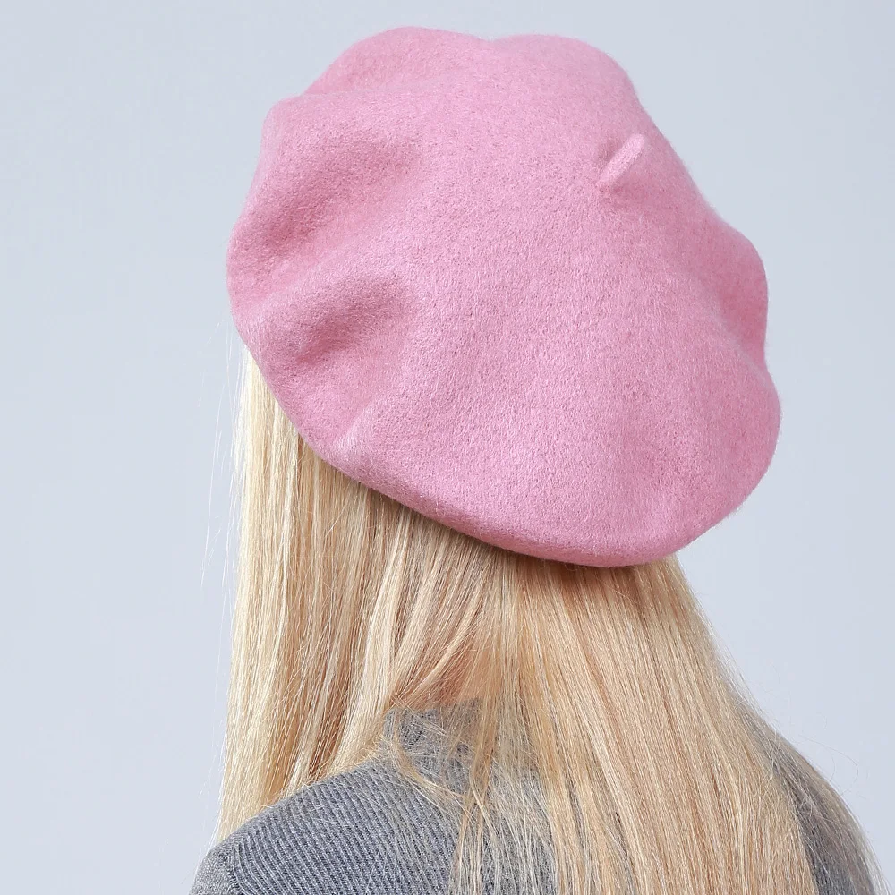 Женский берет Geebro модный кашемировый однотонный карамельного цвета теплый