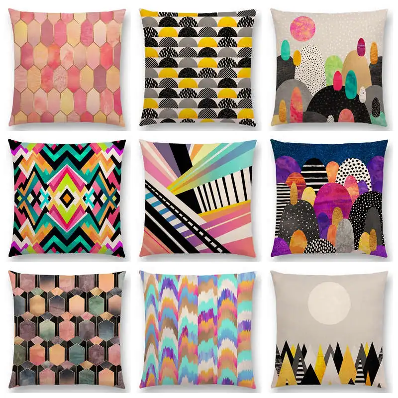 Hot Sale Colorful Rocks Candy Gems Stained Glass Abstract Blocks Geometric Pattern Rainbow Diamond Cushion Sofa Throw Pillow | Дом и сад