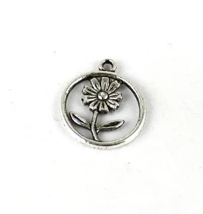 

FREE SHIPPING 450PCS Tibetan silver Flower Round Charm A13728