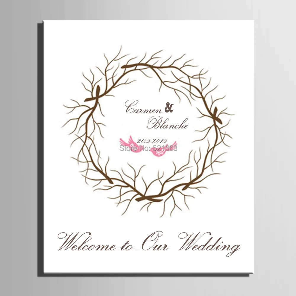 Отпечатки пальцев дерево подпись отпечаток пальца печать на холсте птица