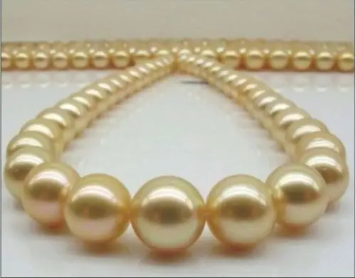 Женское Подарочное ожерелье из натурального золотистого жемчуга диаметром 17