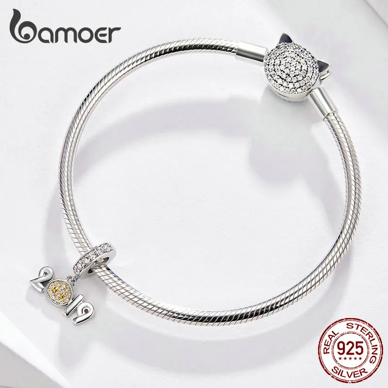 BAMOER Подвески дизайн 925 пробы Серебряный Зодиак животное Шарм для серебра браслет BSC082