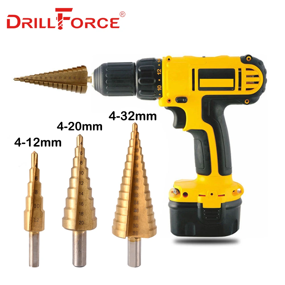 Набор ступенчатых сверл 3 шт. Метрическая спиральная флейта в форме пагоды резак