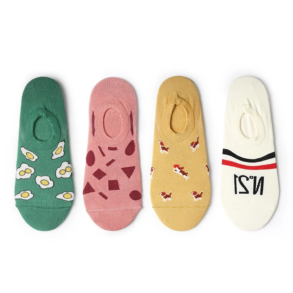 

Women's spring summer cotton shallow mouth socks original personality trend fashion cartoon digital printing low help boat socks