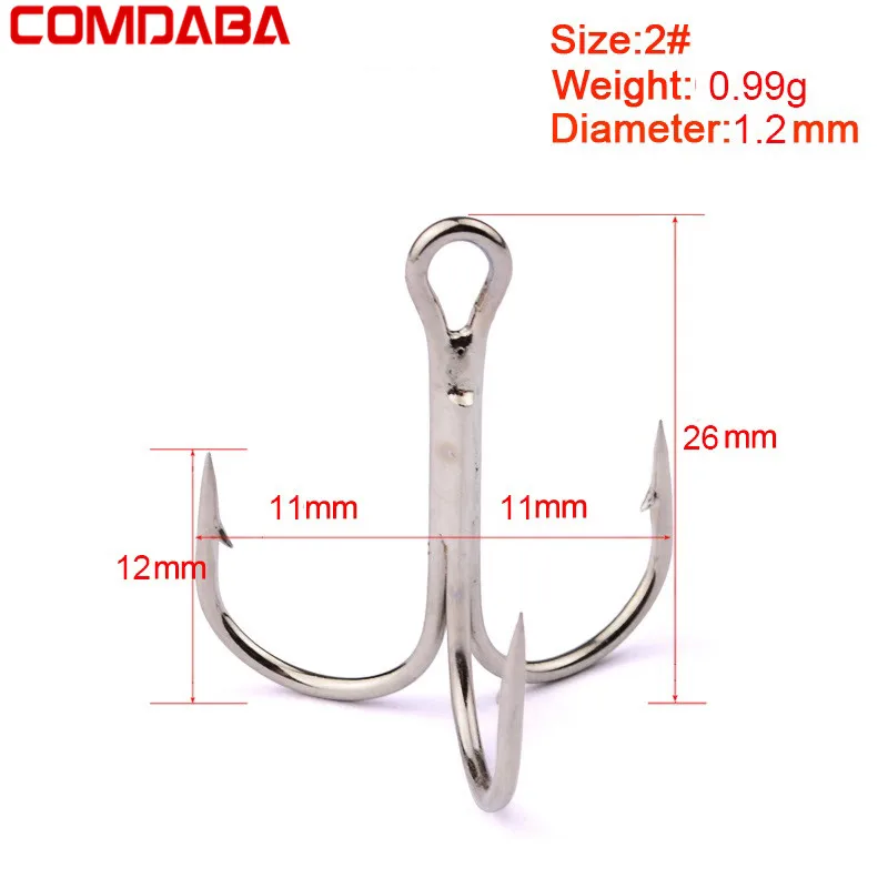 35647PS 2 COMDABA 50 шт./лот 1 рыболовный крючок из высокоуглеродистой Сталь тройные Крючки рыболовные снасти белый Цвет/2/4/6/8/10# бронзовых морских рыболовных крючков - Цвет: 35647PS 2