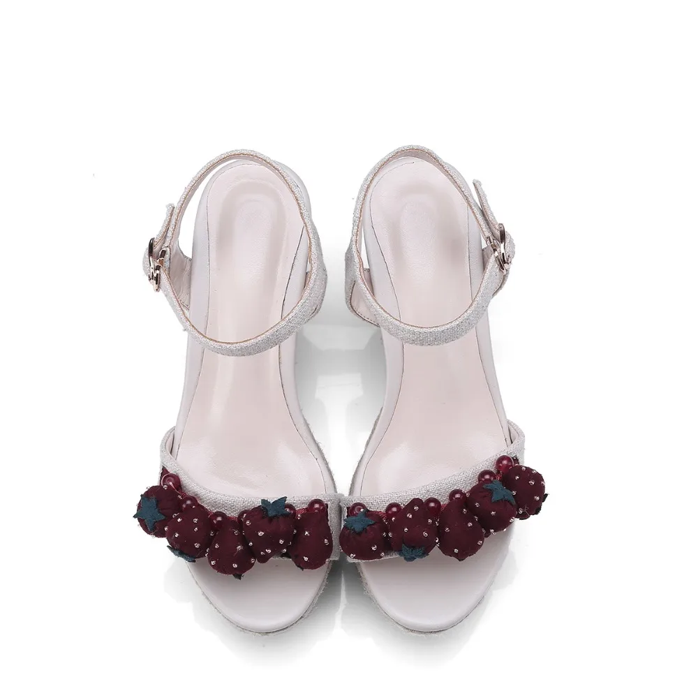 Женская летняя обувь на танкетке с открытым носком высоком каблуке|Боссоножки и