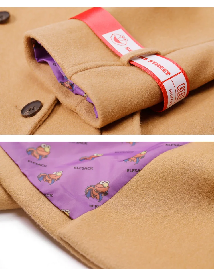 ELFSACK, Модное Новое Женское шерстяное пальто с длинным рукавом, однотонные женские куртки с отложным воротником, двубортное женское плотное пальто