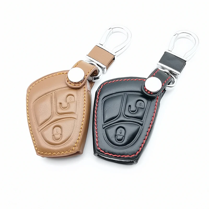 2 кнопки из натуральной кожи автомобиля брелок кожаный чехол для Mercedes Benz W169 класс