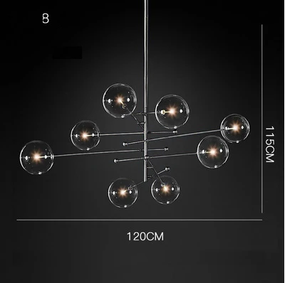 8 light black G4 светодиодный железные в стиле постмодерн стекло черная Золотая люстра светильник ing светодиодный светильник для столовой фойе - Цвет абажура: 8 light black